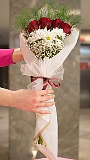 Papatyalı cipsolu gül buketi