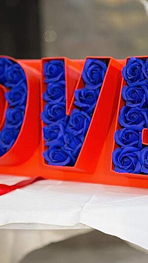 Mavi güllü love tabela