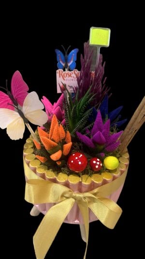 Pembe saksıda kaktüs ve zebra sukulent