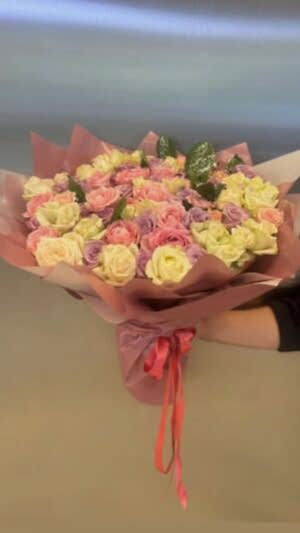 Renkli Güllerden Kız İsteme Söz Buketi